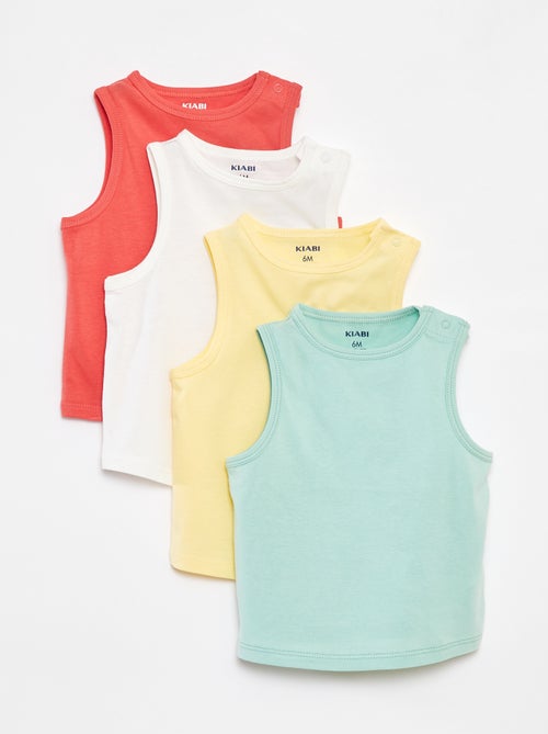 Setje met 4 effen singlets - Kiabi