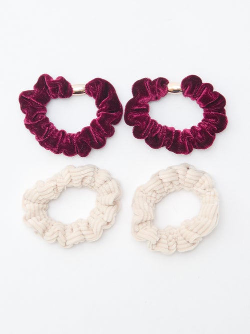 Setje met 4 fluwelen haarelastiekjes - Kiabi