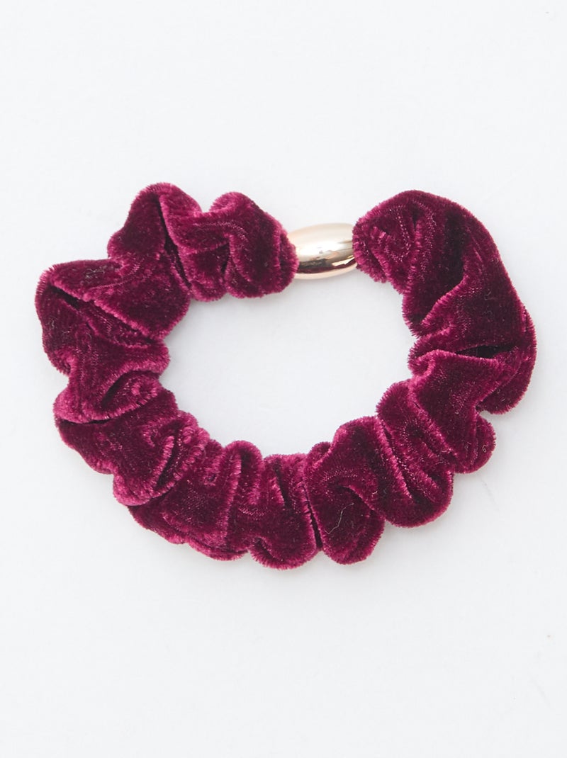 Setje met 4 fluwelen haarelastiekjes Paars - Kiabi