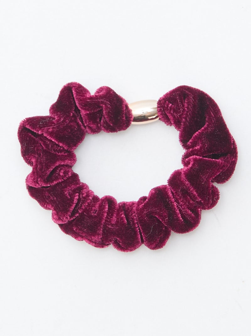 Setje met 4 fluwelen haarelastiekjes Paars - Kiabi