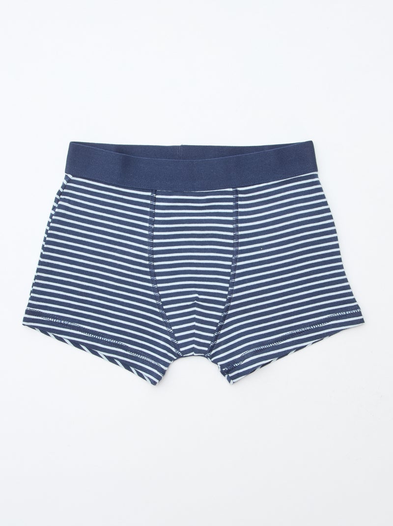 Setje met 5 effen en bedrukte boxershorts Blauw - Kiabi
