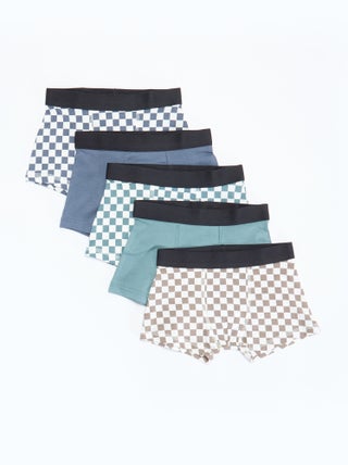 Setje met 5 effen en bedrukte boxershorts
