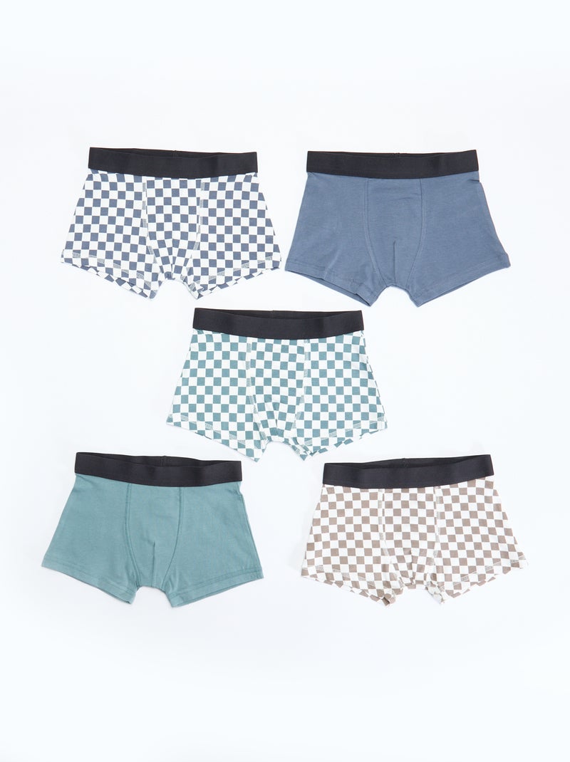 Setje met 5 effen en bedrukte boxershorts Grijs - Kiabi