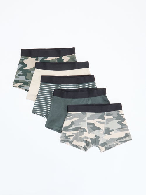 Setje met 5 effen en bedrukte boxershorts - Kiabi