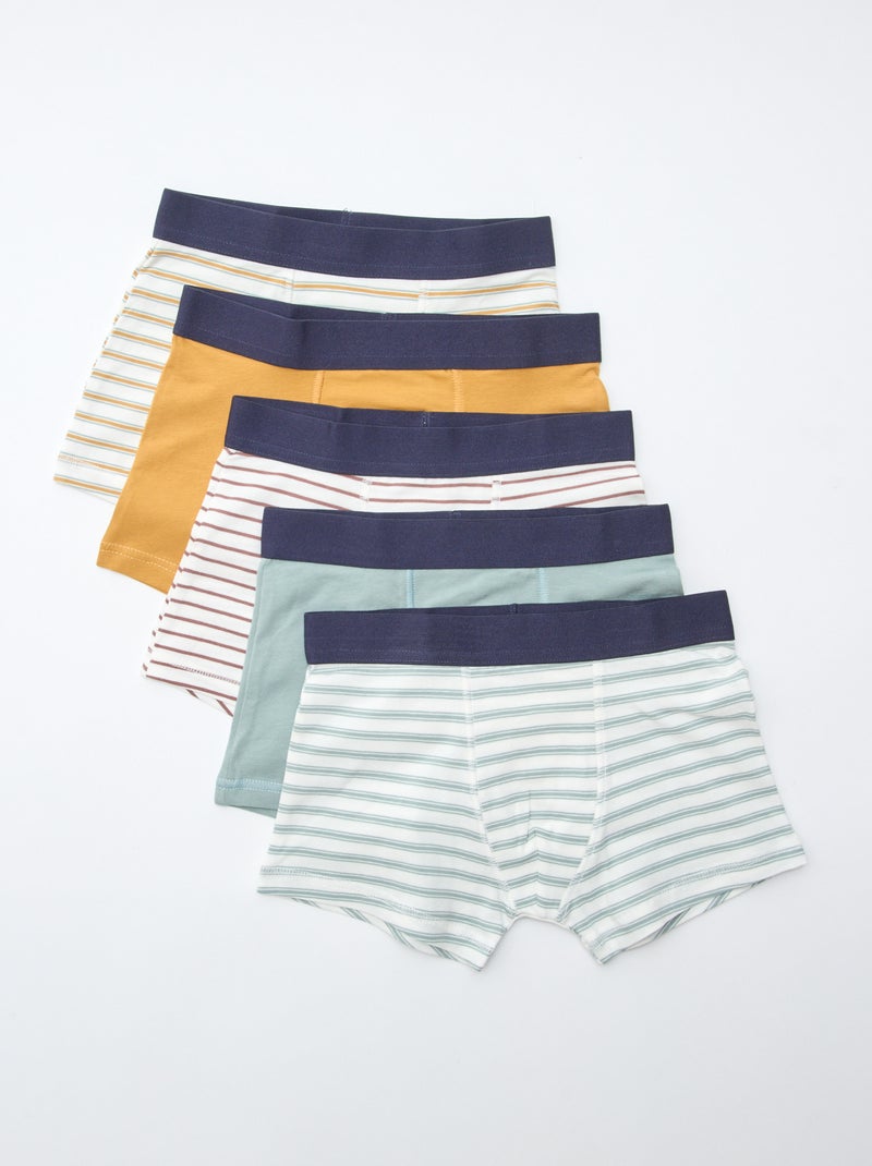 Setje met 5 effen en bedrukte boxershorts Oranje - Kiabi