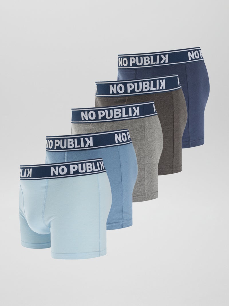 Setje met 5 effen 'No Publik'-boxershorts BLAUW - Kiabi