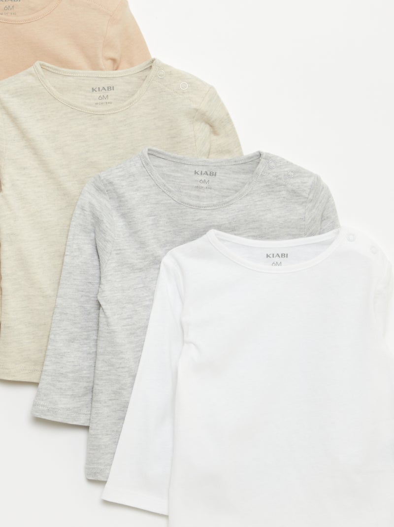 Setje met 5 effen T-shirts met lange mouw Wit - Kiabi