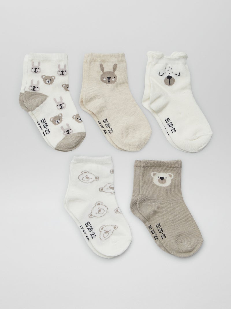 Setje met 5 paar sokken van stretchtricot BIEGE - Kiabi