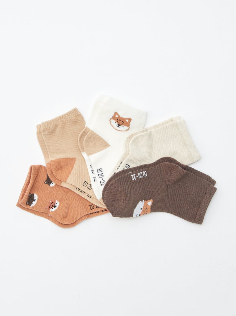 Setje met 5 paar sokken van stretchtricot Bruin - Kiabi