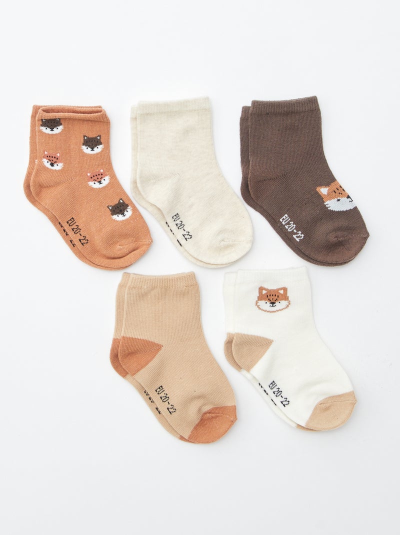 Setje met 5 paar sokken van stretchtricot Bruin - Kiabi