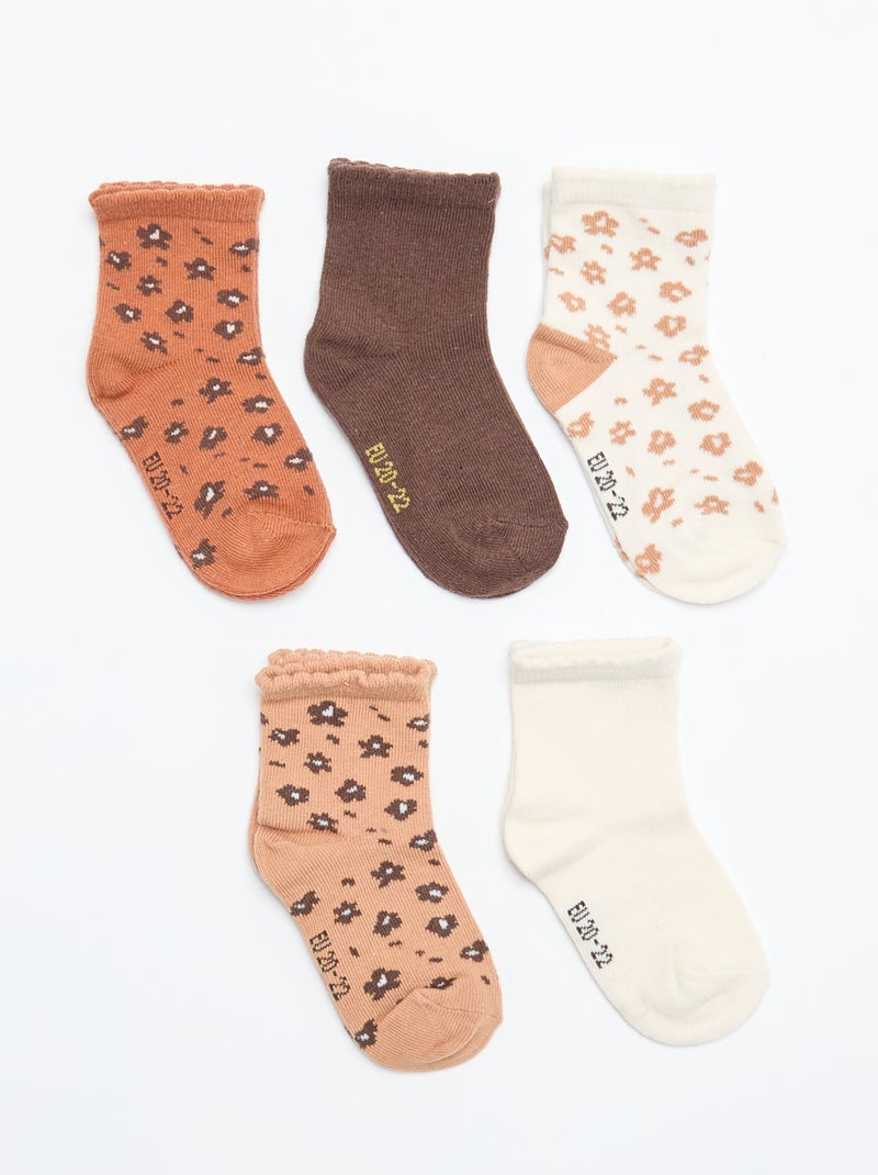 Setje met 5 paar sokken van stretchtricot Bruin - Kiabi