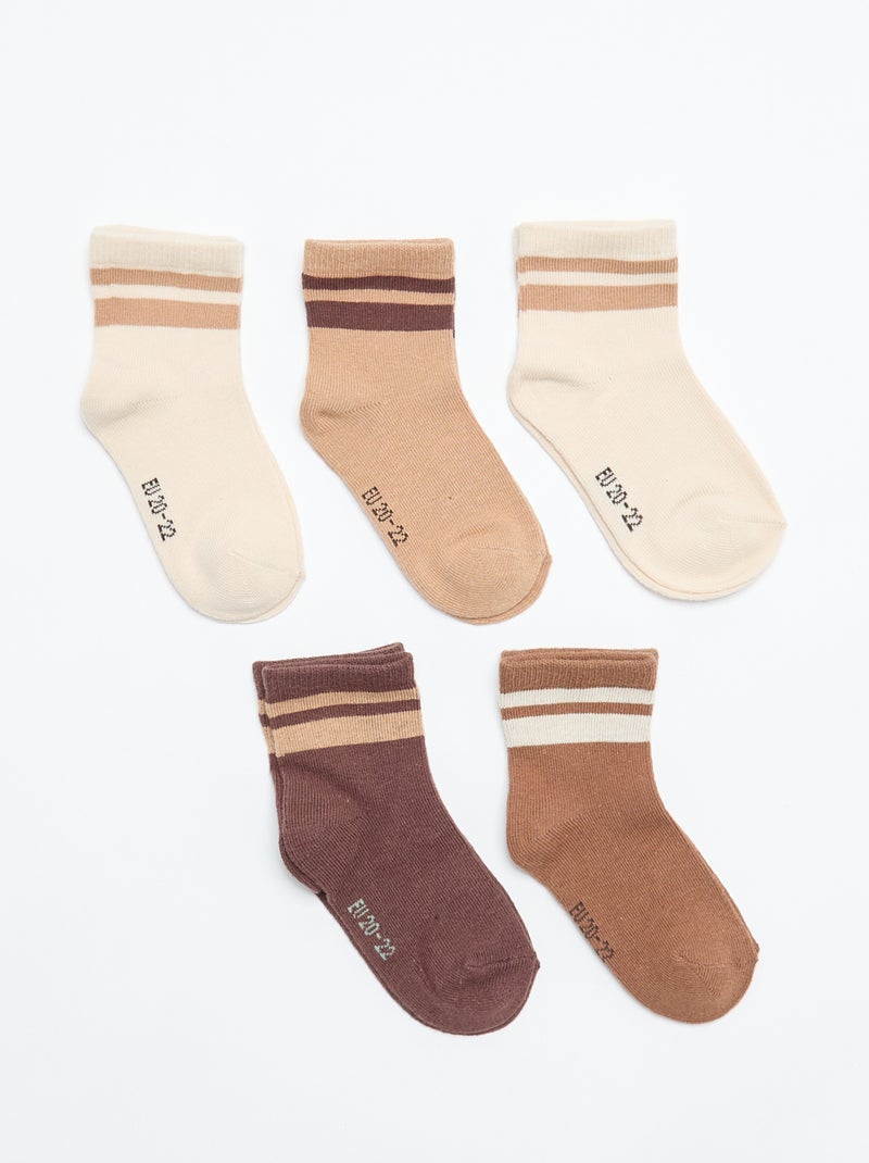 Setje met 5 paar sokken van stretchtricot Bruin - Kiabi