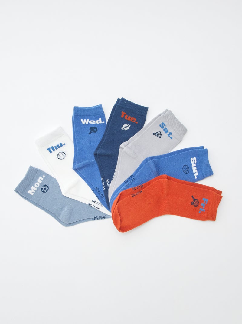 Setje met 7 paar sokken met print Blauw - Kiabi
