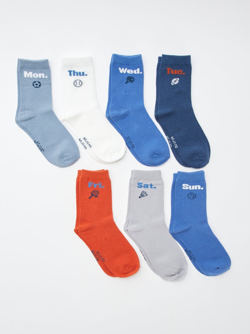 Setje met 7 paar sokken met print Blauw - Kiabi
