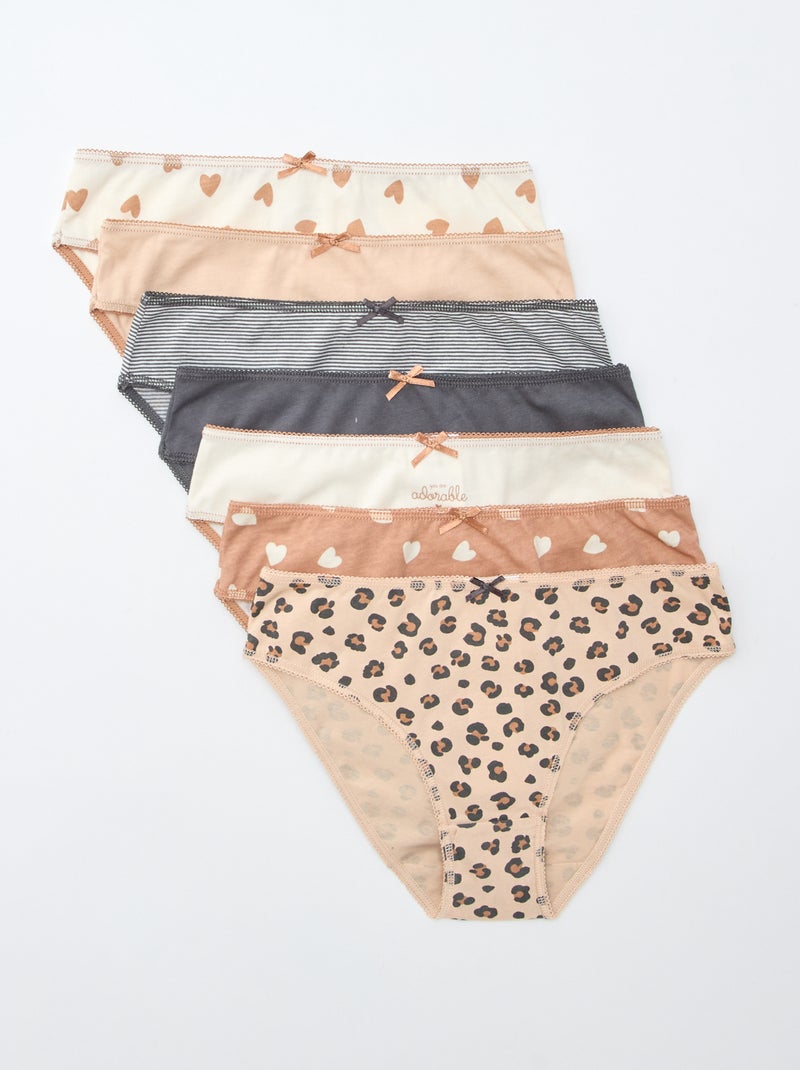 Setje met 7 slips Bruin - Kiabi