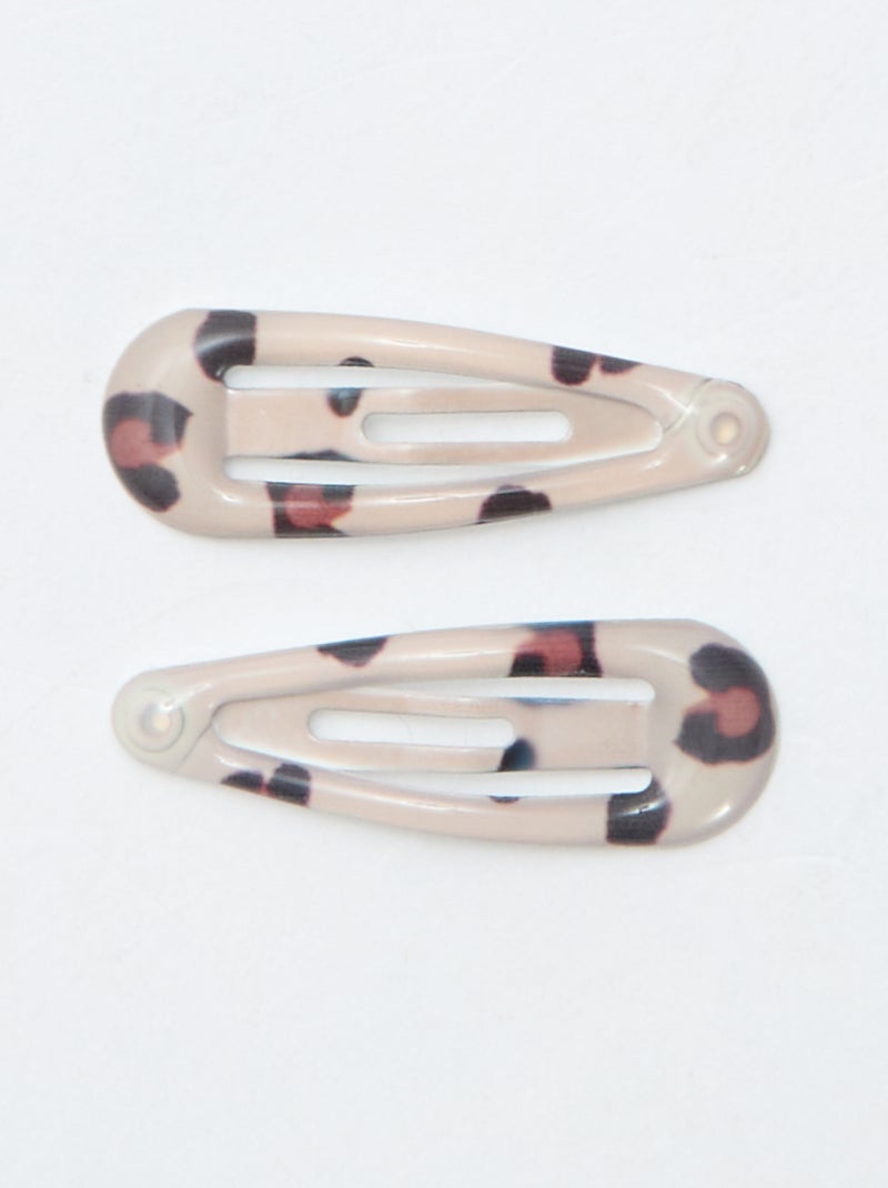 Setje met 8 kleine klikspeldjes Bruin - Kiabi