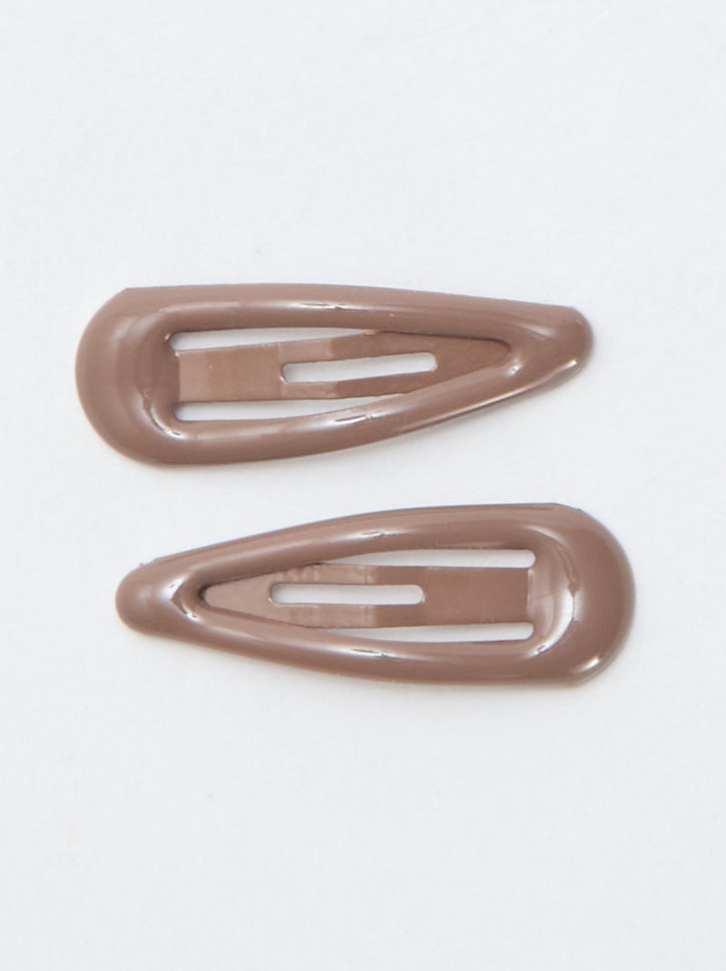 Setje met 8 kleine klikspeldjes Bruin - Kiabi