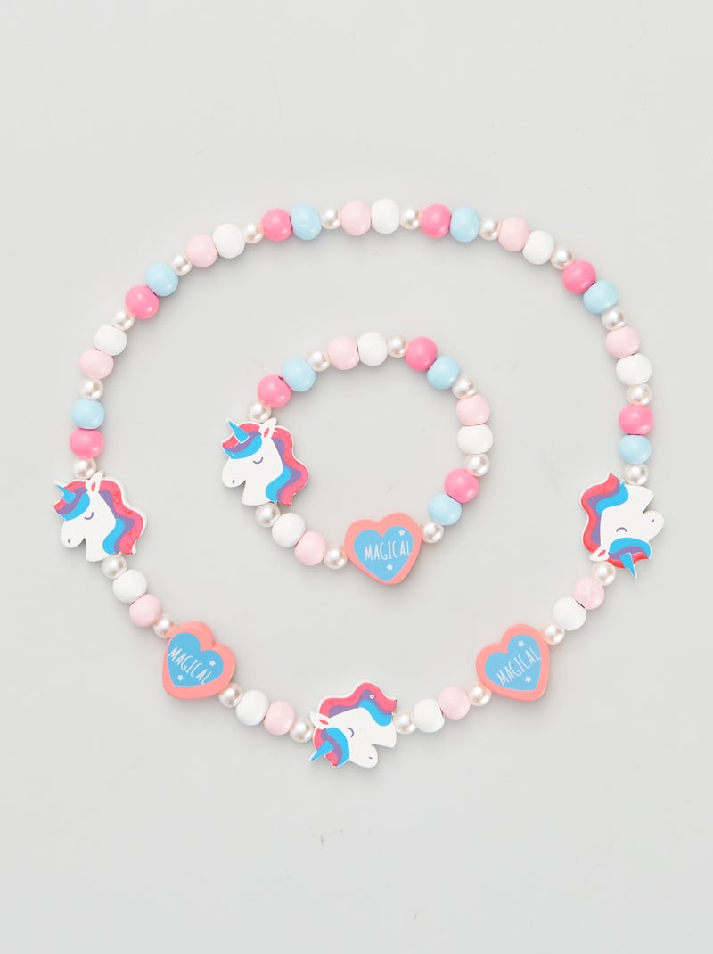 Setje met ketting en armband met eenhoorn meerkleurig - Kiabi