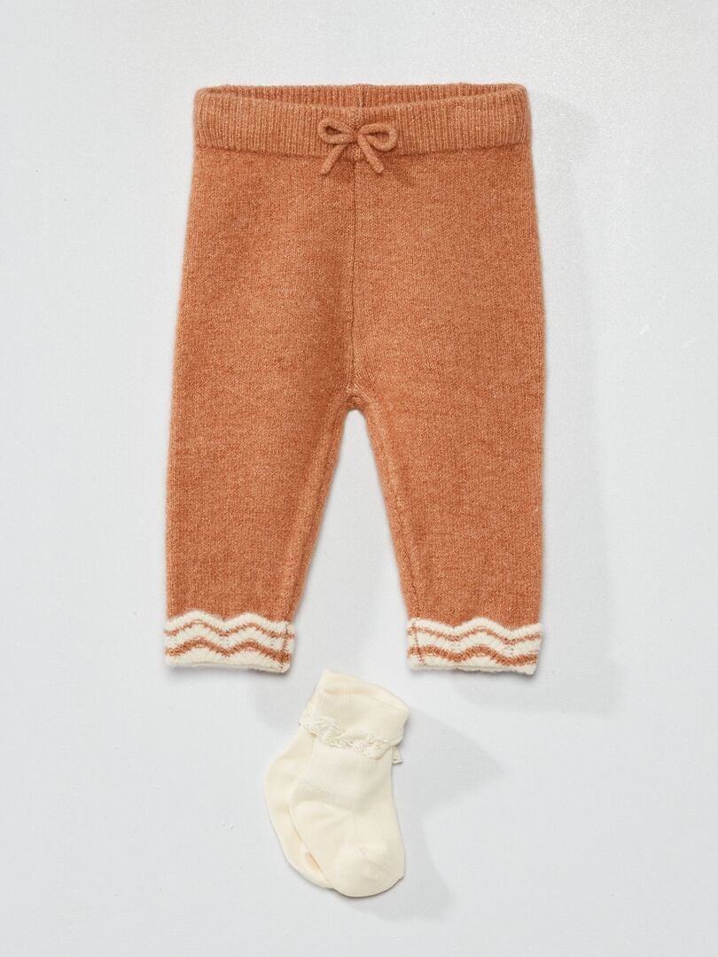 Setje met legging van tricot + sokken - 2-delig bruin - Kiabi