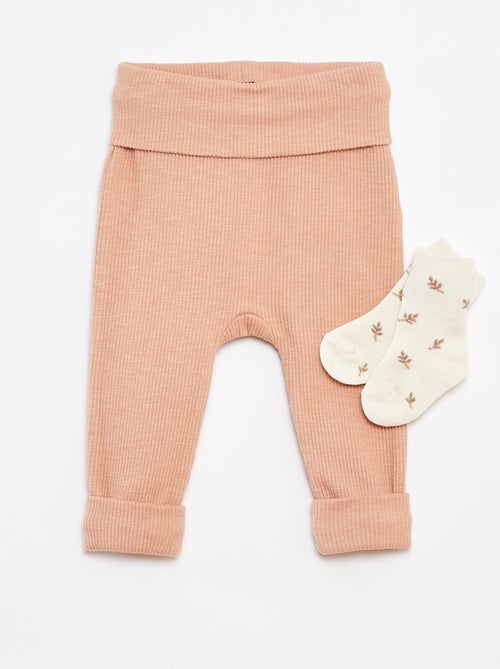 Setje met met legging van ribtricot + sokken - Setje van 2 - Kiabi
