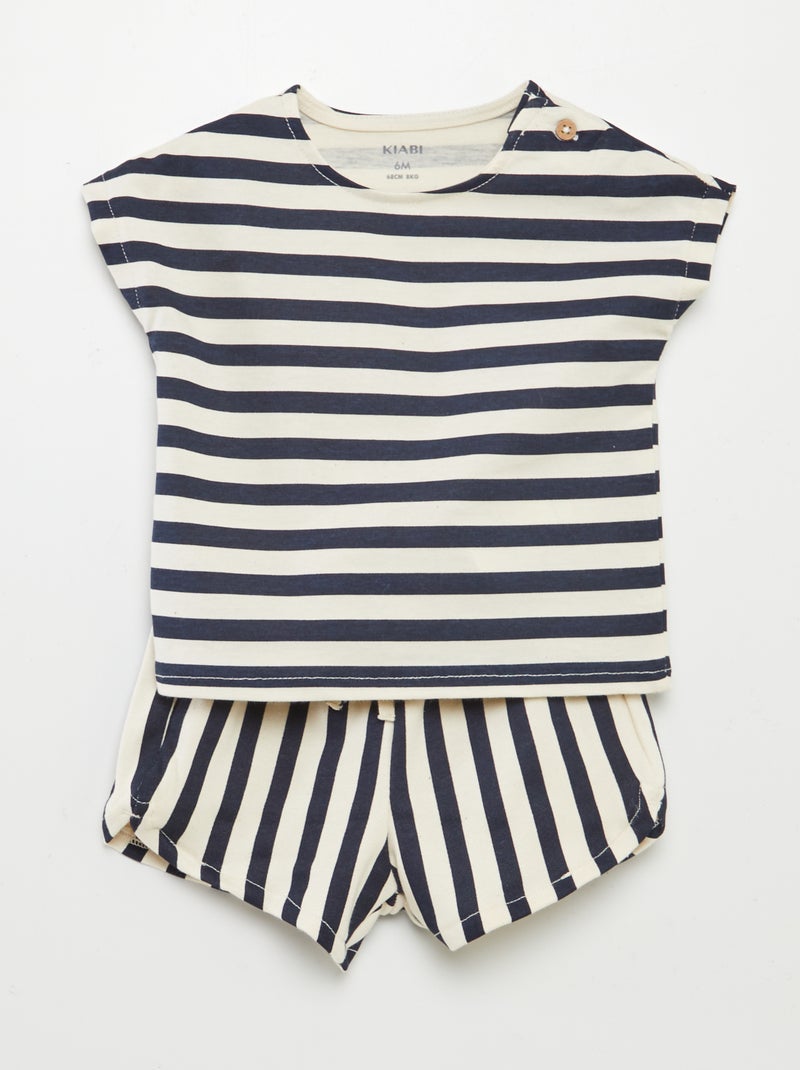 Setje met print - T-shirt + short - 2-delig WIT - Kiabi