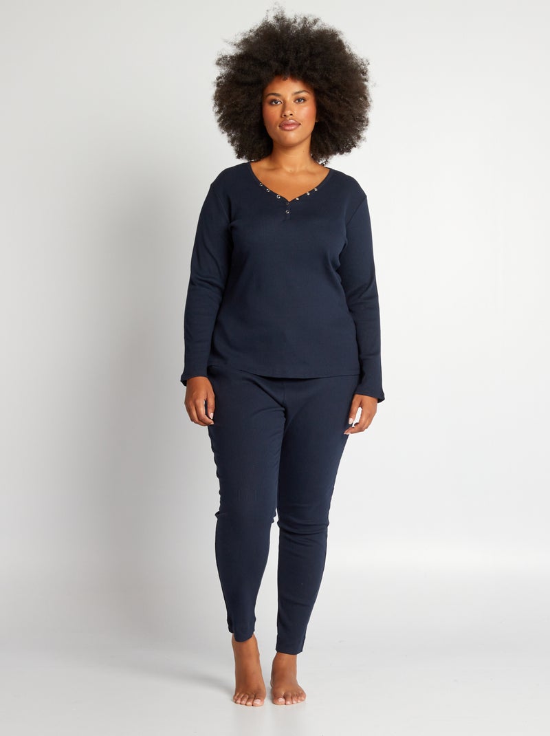 Setje met pyjamashirt + pyjamabroek - 2-delig BLAUW - Kiabi