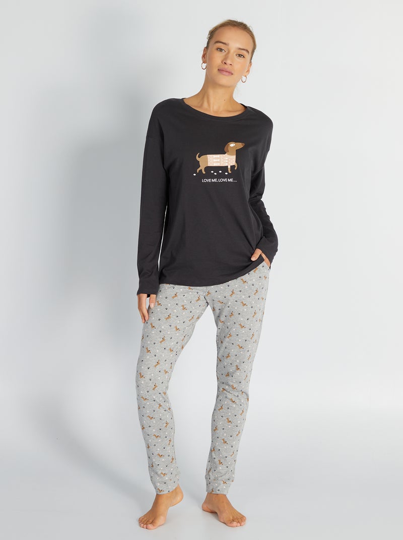 Setje met pyjamashirt + pyjamabroek - 2-delig GRIJS - Kiabi
