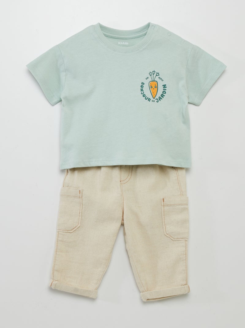 Setje met short + T-shirt met print - 2-delig BLAUW - Kiabi