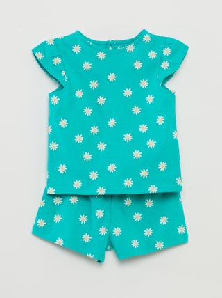 Setje met short + T-shirt met ruches - 2-delig