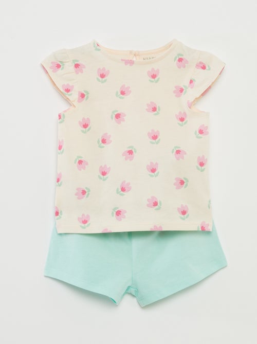Setje met short + T-shirt met ruches - 2-delig - Kiabi