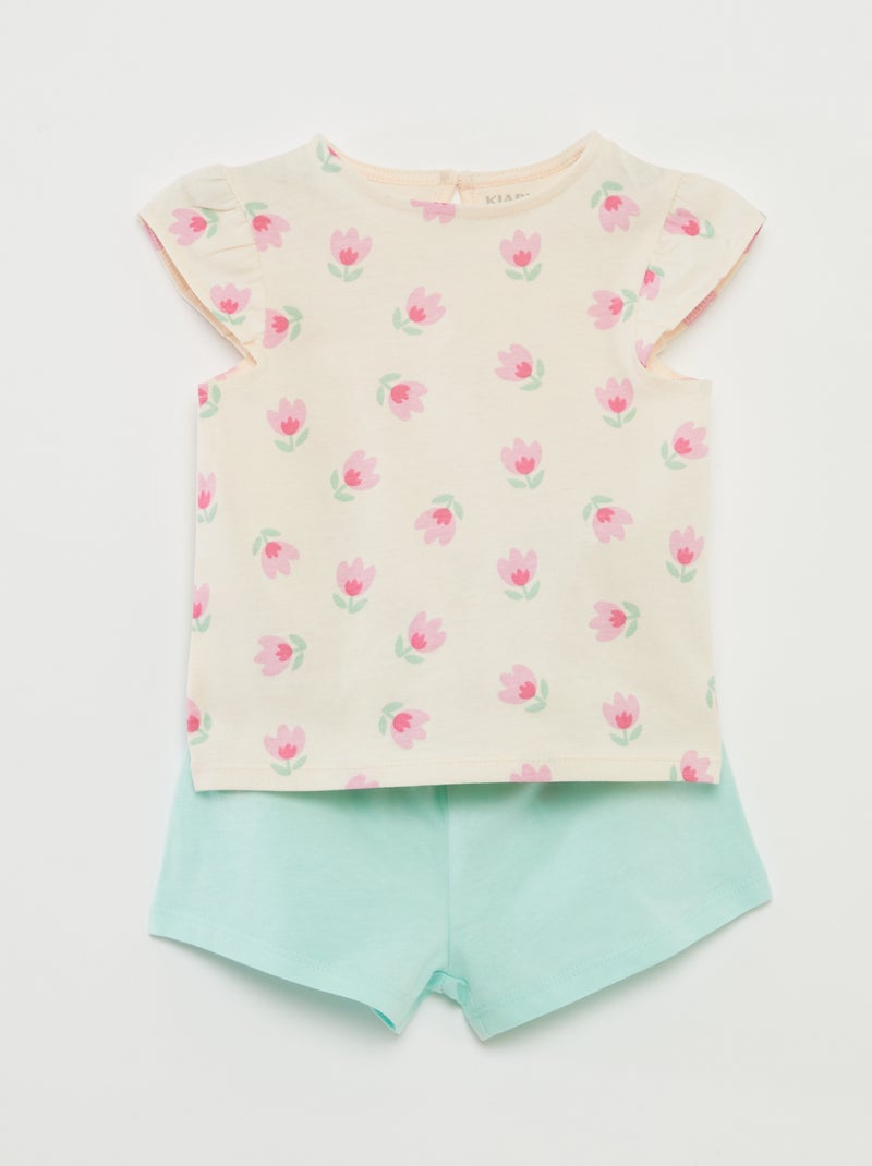 Setje met short + T-shirt met ruches - 2-delig ROSE - Kiabi