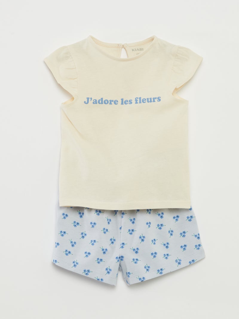 Setje met short + T-shirt met ruches - 2-delig WIT - Kiabi