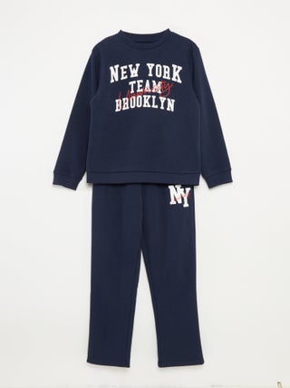 Setje met sweater + broek in campusstijl - 2-delig