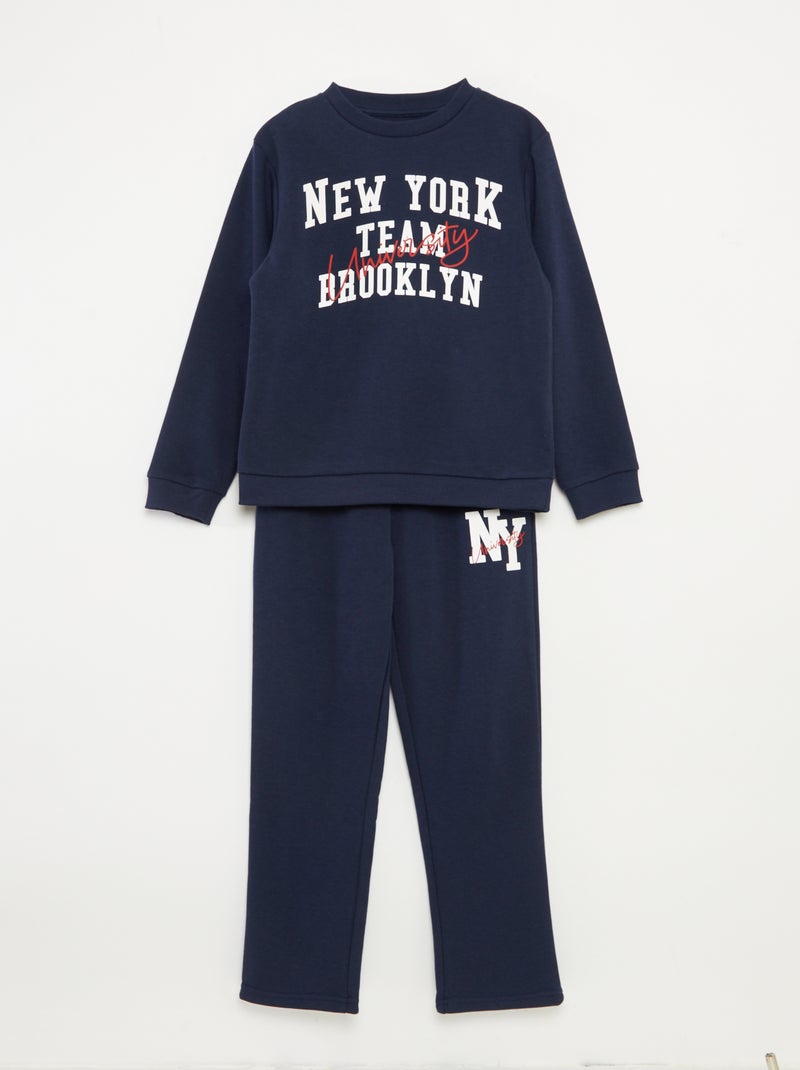 Setje met sweater + broek in campusstijl - 2-delig Blauw - Kiabi
