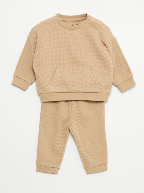 Setje met sweater + broek met honingraatstructuur - 2-delig - Kiabi