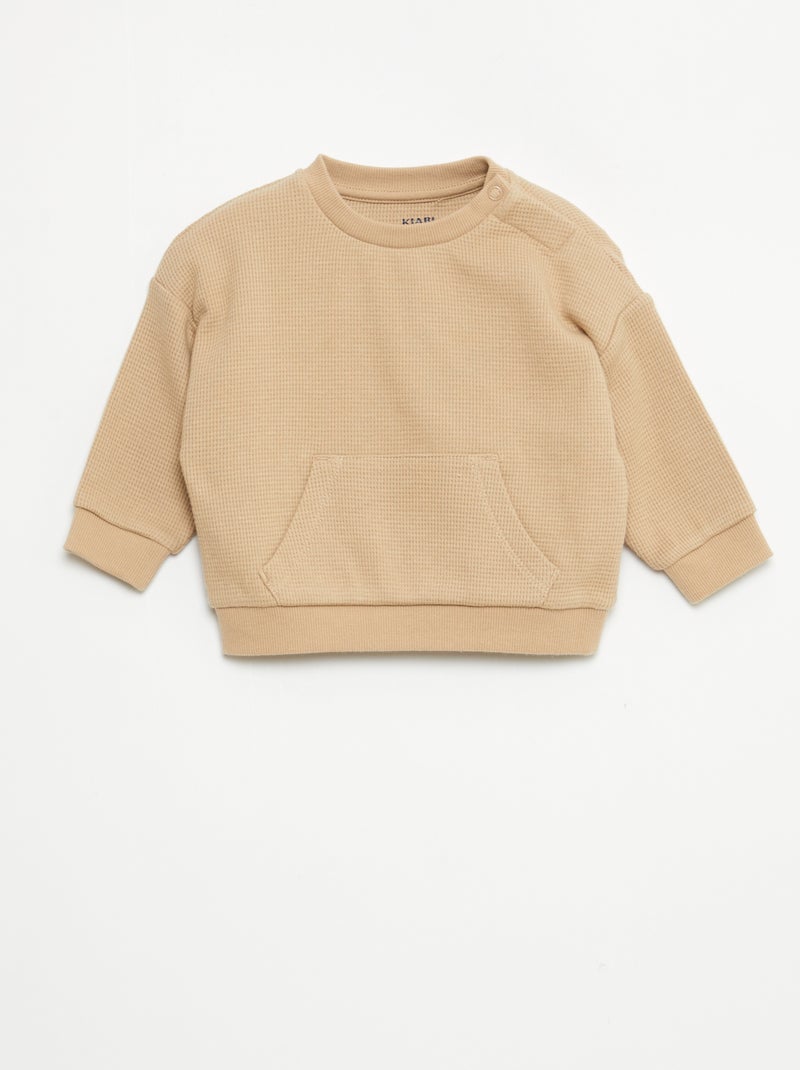 Setje met sweater + broek met honingraatstructuur - 2-delig Biege - Kiabi