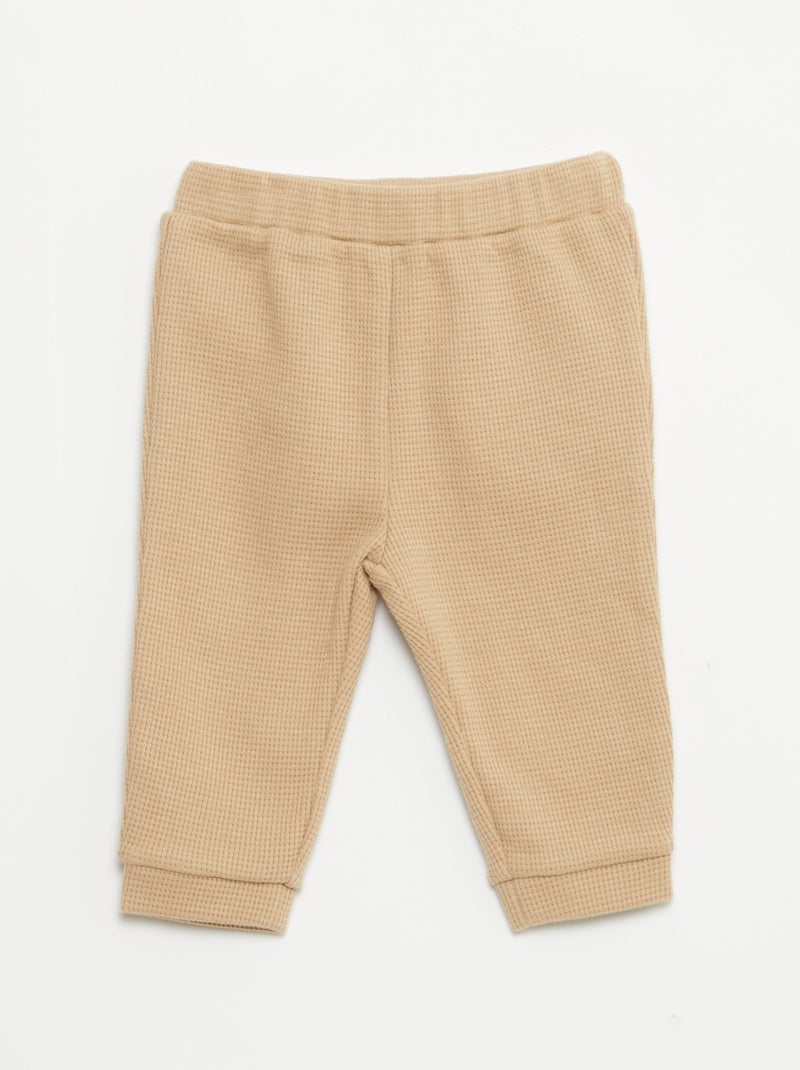 Setje met sweater + broek met honingraatstructuur - 2-delig Biege - Kiabi