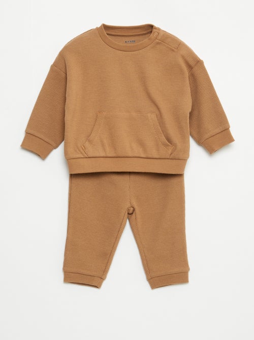 Setje met sweater + broek met honingraatstructuur - 2-delig - Kiabi