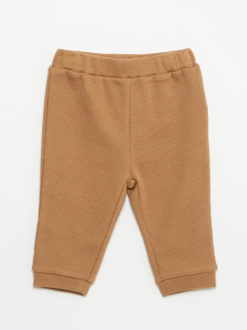 Setje met sweater + broek met honingraatstructuur - 2-delig Biege - Kiabi