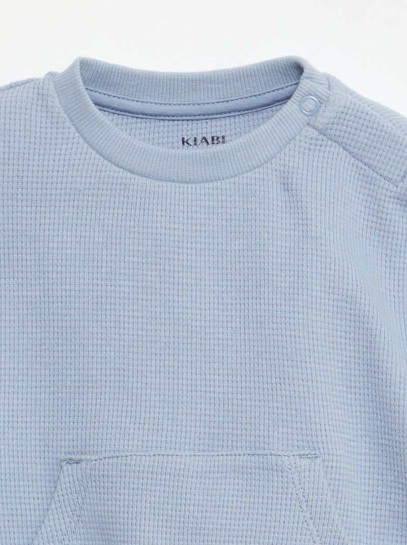 Setje met sweater + broek met honingraatstructuur - 2-delig Blauw - Kiabi