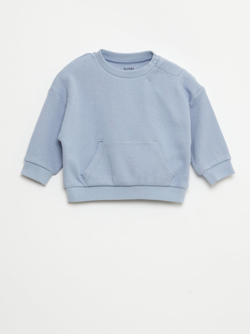 Setje met sweater + broek met honingraatstructuur - 2-delig Blauw - Kiabi