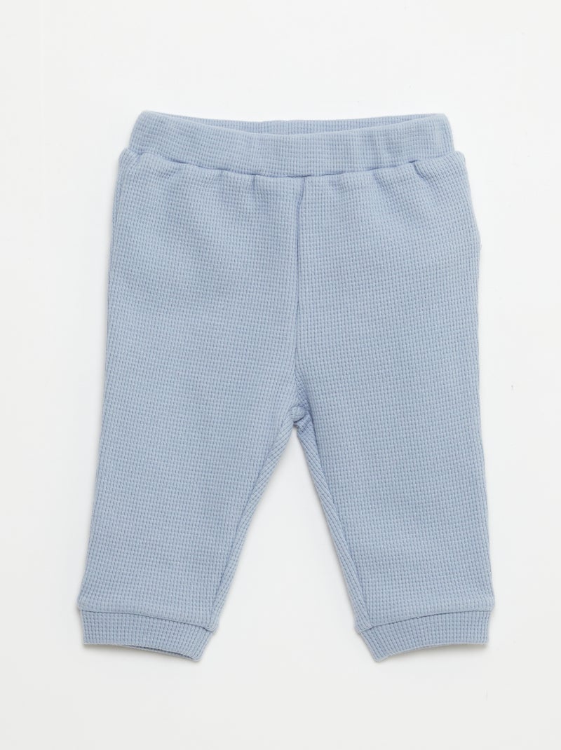 Setje met sweater + broek met honingraatstructuur - 2-delig Blauw - Kiabi