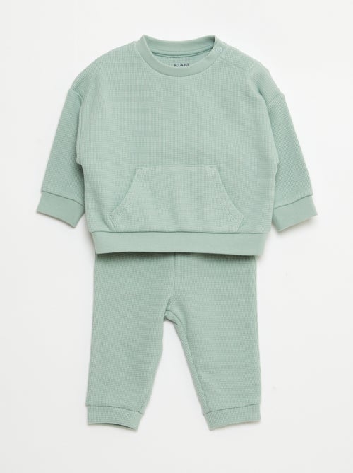 Setje met sweater + broek met honingraatstructuur - 2-delig - Kiabi