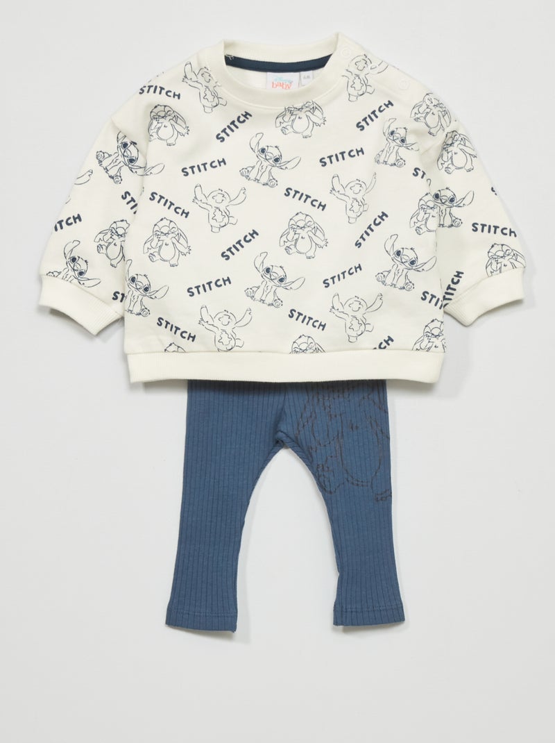 Setje met sweater + broek 'Stitch' - 2-delig WIT - Kiabi