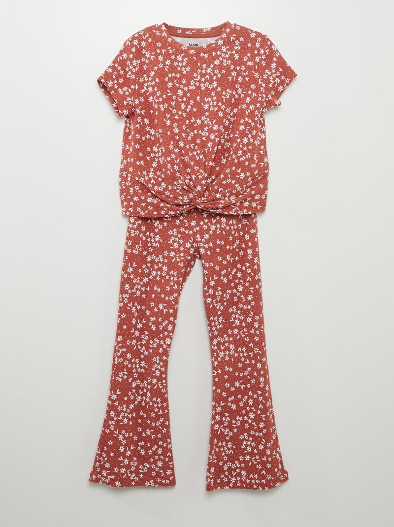 Setje met T-shirt + broek met print - 2-delig ORANJE - Kiabi