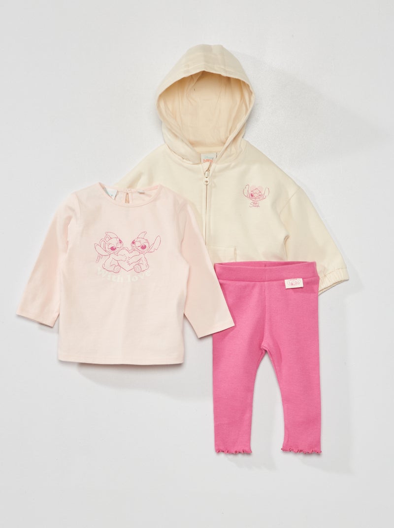 Setje met T-shirt + jasje met capuchon + legging 'Minnie' - 3-delig WIT - Kiabi