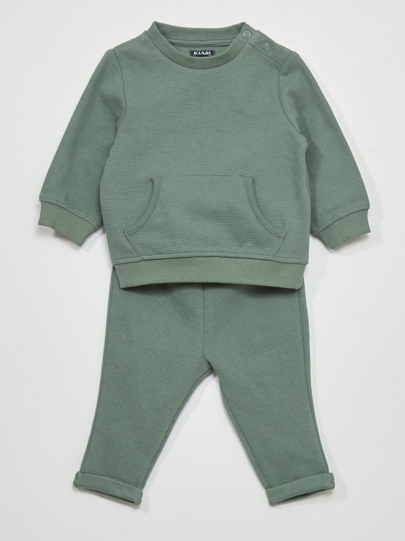 Setje met T-shirt + joggingbroek - 2-delig grijs groen - Kiabi