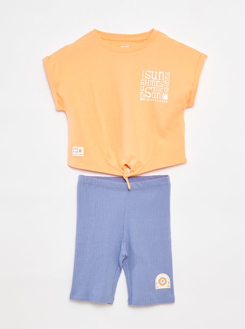 Setje met T-shirt + korte legging - Grafik Edition - Kiabi
