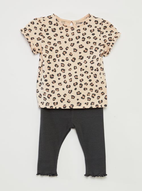 Setje met T-shirt + legging met ribbeltextuur - 2-delig - Kiabi