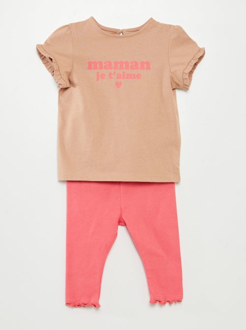 Setje met T-shirt + legging met ribbeltextuur - 2-delig - Kiabi